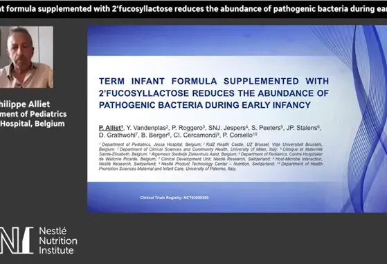 Term Infant Formula Supplemented with 2’Fucosyllactose Reduces the Abundance of Pathogenic Bacteria during Early Infancy. (videos)